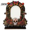 Unique Festival Gift Ideas Dia De Los Muertos Wooden Photo Frame Tabletop Decor, Day of The Dead Sugar Skull Ornaments Memorial Picture Holder