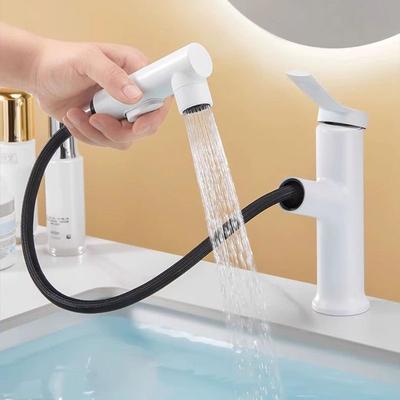 Robinet de lavabo blanc en laiton, mitigeur eau chaude/eau froide monotrou pour lavabos de salle de bain