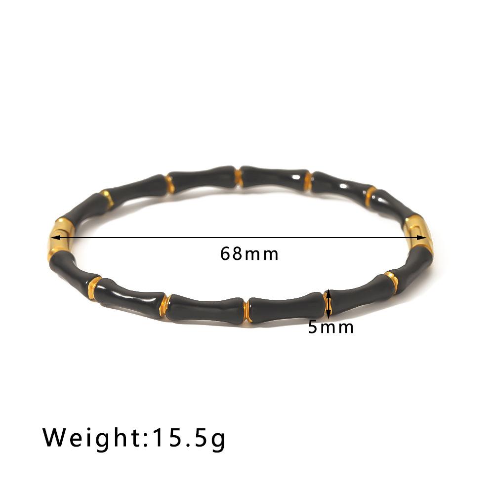 Edelstahl Bambus Armreif für Damen Goldfarben Tropfenöl Manschettenarmbänder