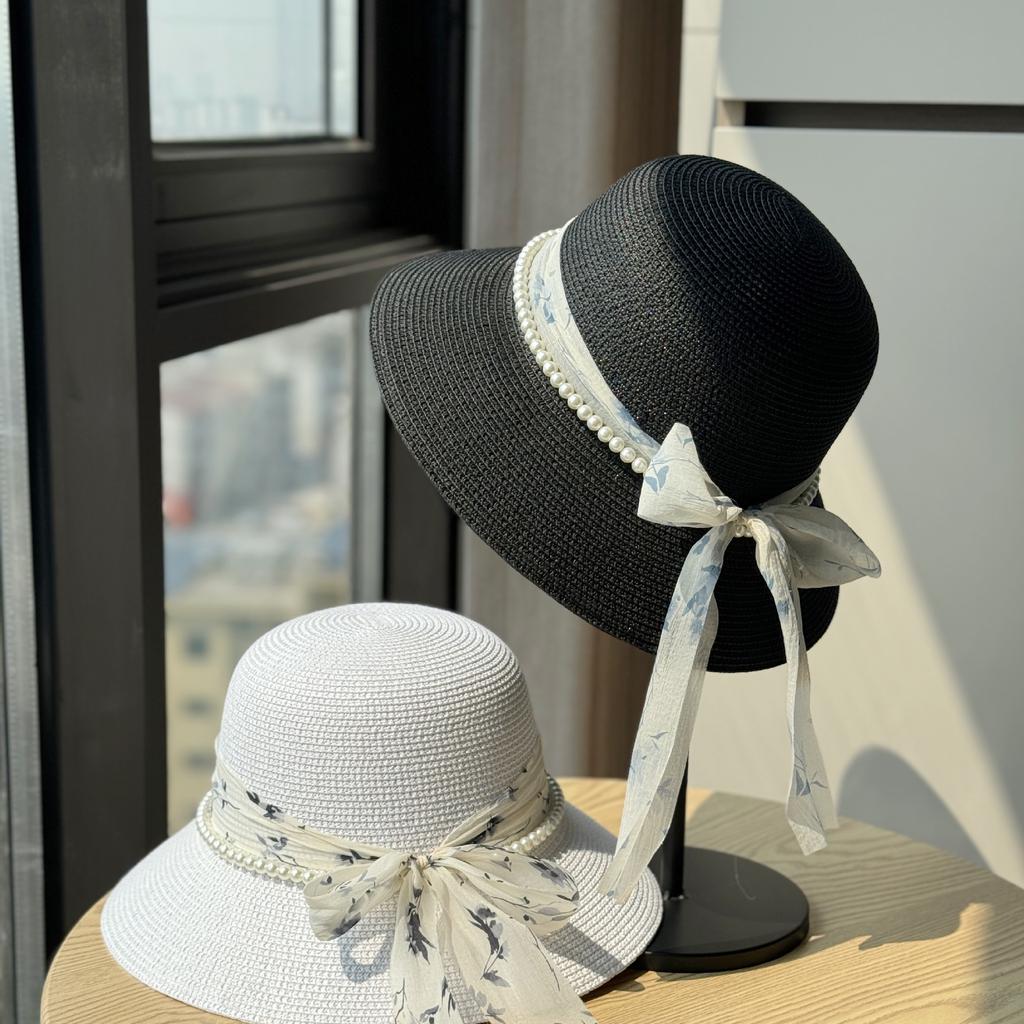New Straw Hat Big Brim Sunshade Sun Protection Hat Women's Summer Outdoor Versatile Fashion Elegant Bow Sun Hat