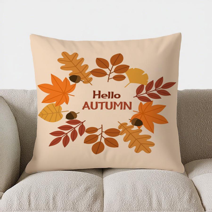Home Decor Hello Autumn Pumpkins Decorative Throw Pillow Pattern Cushion Cover Suitable For Sofa Bedroom Car Pillow Cover