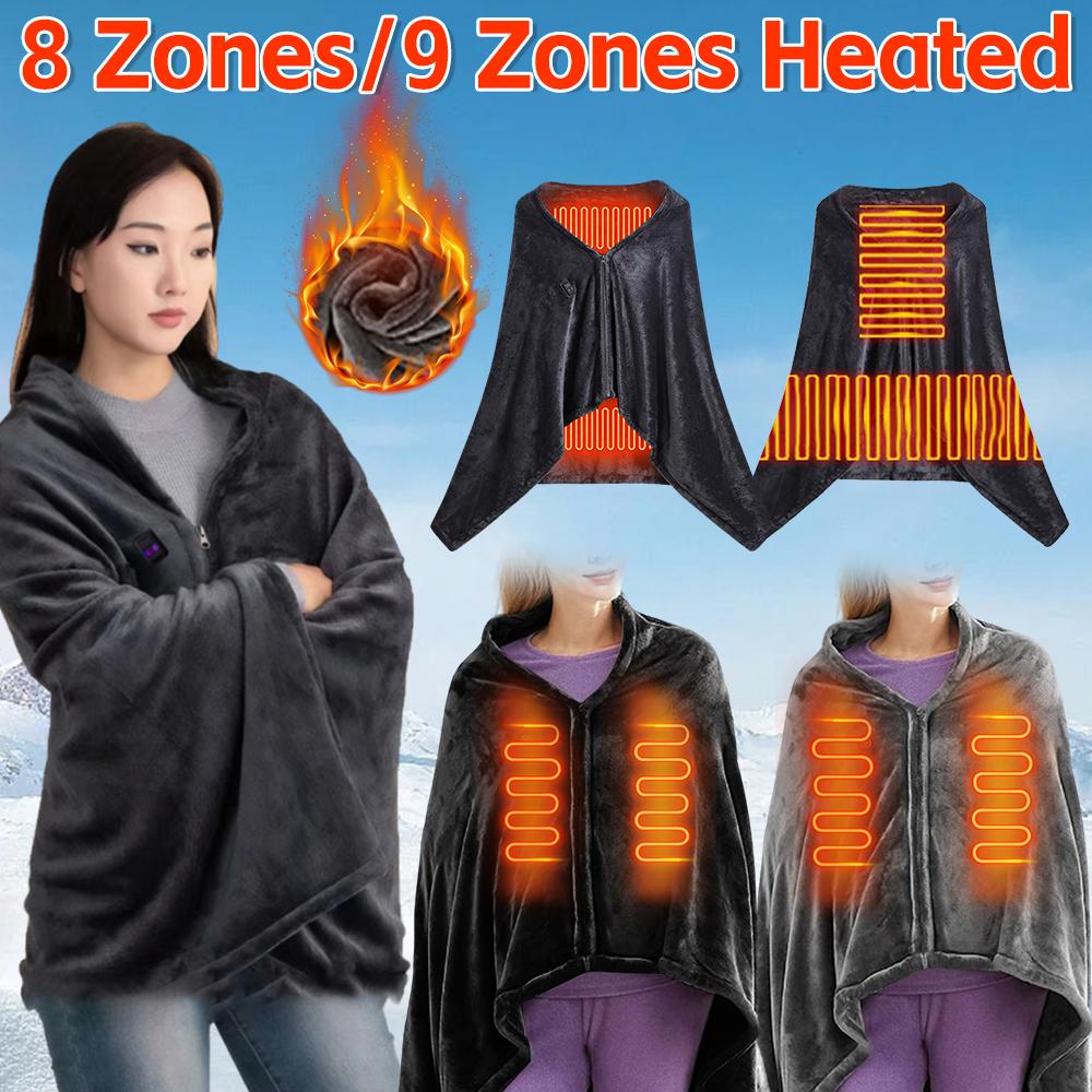 Office Wearable USB Electric Heated Blanket Washable Body Warmer Blanket Home 5V 3 Heated Level Throw Blanket 8/9 Heated Areas