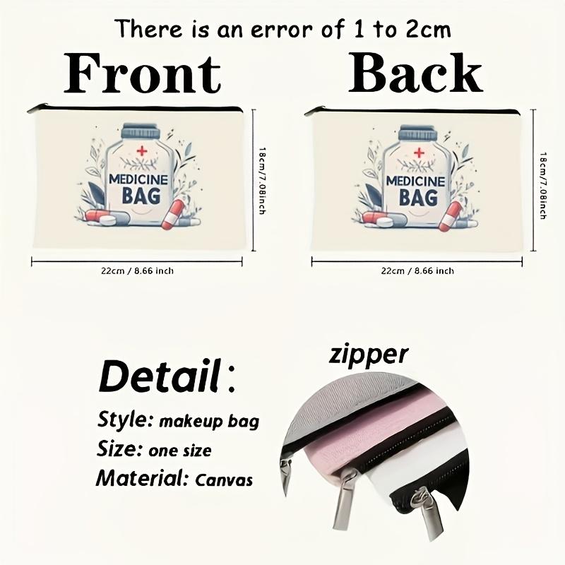 1pc Medicine Bag Travel Pouch Lightweight Foldable Cosmetic Organizer with Zipper Perfect for Storing Medications and Toiletries