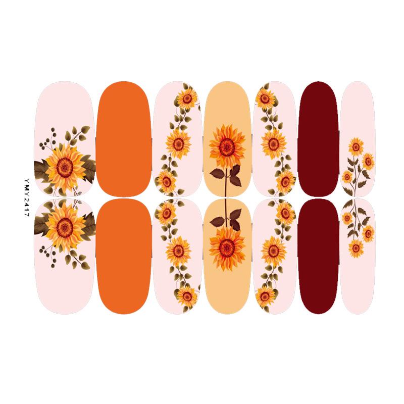 Sunflower Waterproof Nail Art Stickers - Full Cover Floral Series (YMY2414-2428)