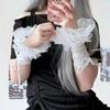Lolita Y2K Style Sexy Lace Gloves Sweet Ruffled Tulle Fingerless Mittens Elegant Ribbon Tie Wrist Cuffs Anime Cosplay Gloves