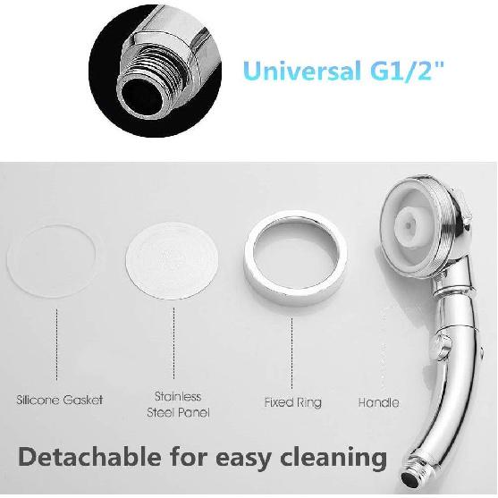 Modern 3-Setting Detachable Shower Head with 59-Inch Hose, High Pressure Water Saving, 360 Rotating Adjustable Handheld Shower Head with ON/OFF