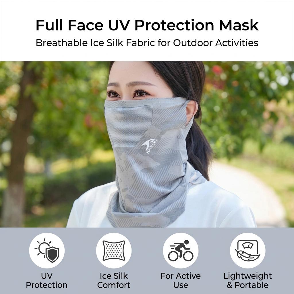 Ice Silk Sun Protections Mask Full Face UV Protections for Cycling Fishing