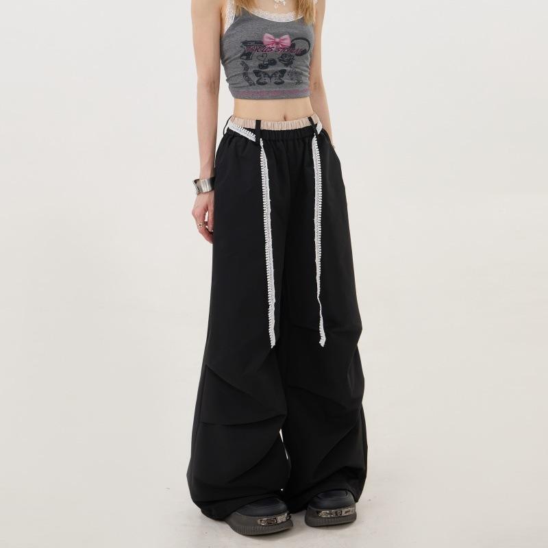 Blue overalls women's dopamine new summer casual quick-drying straight sports wide-leg pants