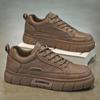 Men's Trendy Black Leather Waterproof Non-slip Sneakers - Breathable and Versatile for Spring Casual Sports