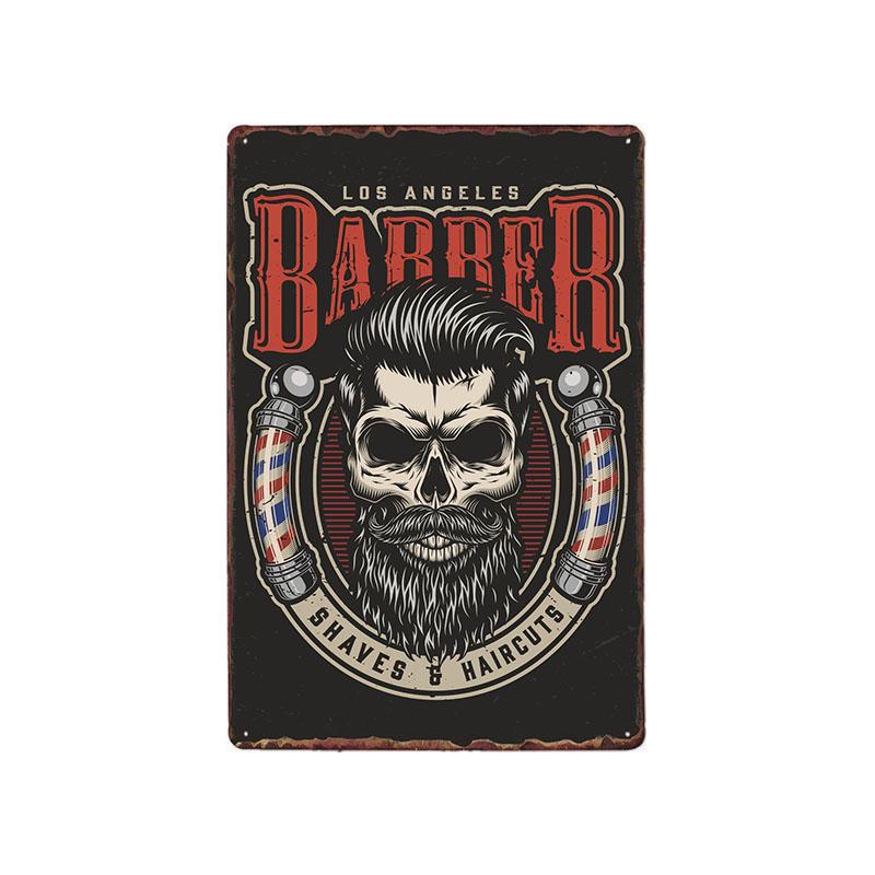 Hohappyme Vintage Barber Shop Metal Signs Barbershop Poster Bar Pub Retro Plaque Haircut and Shave Beard Iron Plates 20x30 Cm