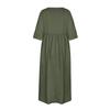 Damen Sommer Farbe Rundhals Halbarm Langes Farbe Kleid Lässig