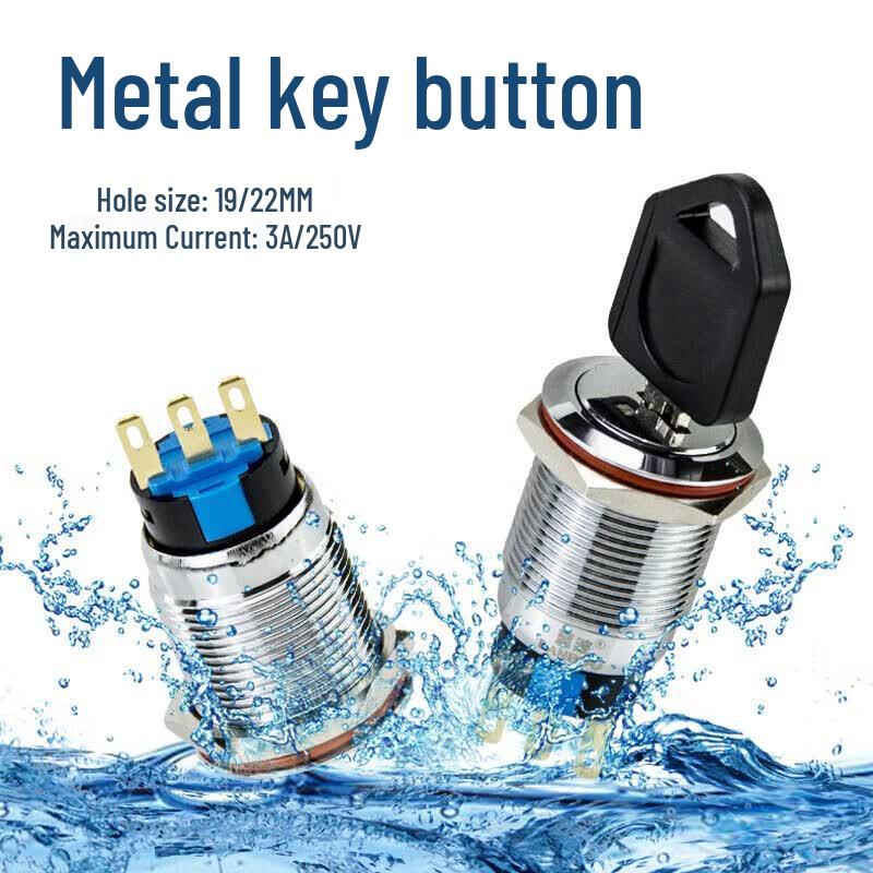 HUNJUN 19MM Metal Latching Key Rotary Switch
