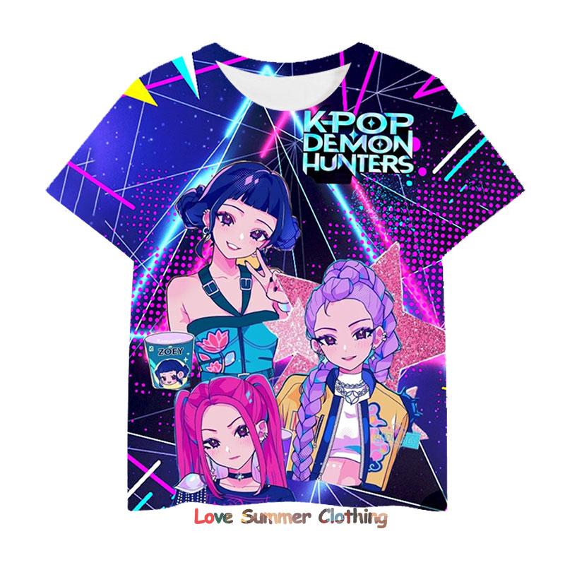

Футболка Kpop Мисливці на демонів 3D для дівчаток і хлопчиків з коротким рукавом 4-14 років Футболка Аніме Дитячий одяг Huntrix Тигр Хараджуку Топи Футболка Подарунки children-130