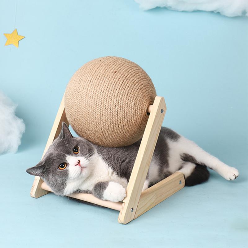 Cat Cratchers Ball Toys Sisal and Wood Stable Triangle Cats Indoor Stuff Sturdy Scratching Cool Scratch On Stand Spin