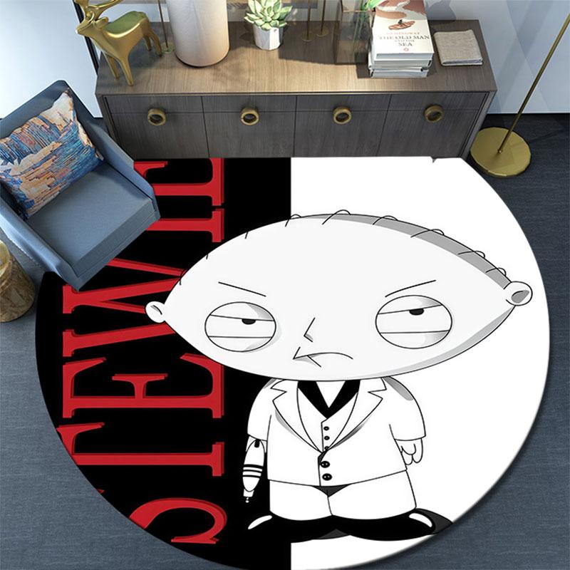 Cute Stewie Griffin Pattern Round rug,Carpet Rug for Living Room Bedroom Playroom ,Non-slip Floor Mat,Holiday Gifts and Birthday Gifts.