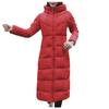 Womens Ladies Warm Plus Size Solid Color Hooded Single Breasted Medium Length Cotton Jacket Waistcoat Slim Cardigan Coat