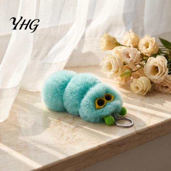 Soft Plush Keychain Sunglasses Caterpillar Keychain, Stuffed Keyring Pendant for Bag Decoration Bags & Car Keys, Decorative Backpack Purse Accessory