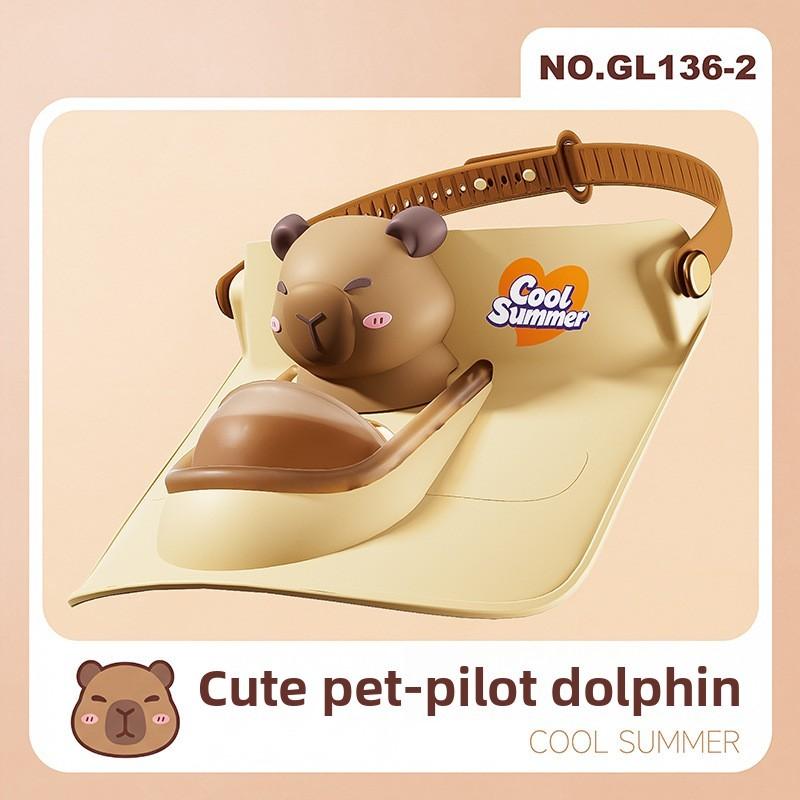 Cartoon Cute Pet Neck Fan With Usb Rechargeable Noleaf Design For Kids Personal Cooling