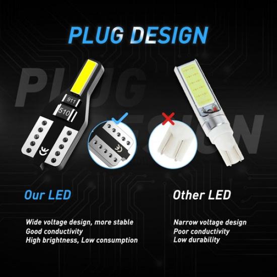 LED T10 License 168 Plate Light 2825 White 6000K 194 Bulb*10 Super AUXITO Bright