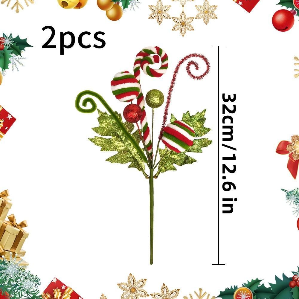 1/2pcs Artificial Berrys Stem Christmas Decoration Candy Lollipop Make Cutting Decor Christmas Trees Flower Garlands Holiday