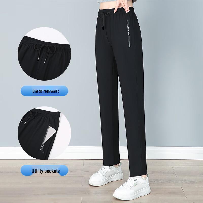 Woodpecker Women's Summer Ice Silk Straight-Leg Casual Pants