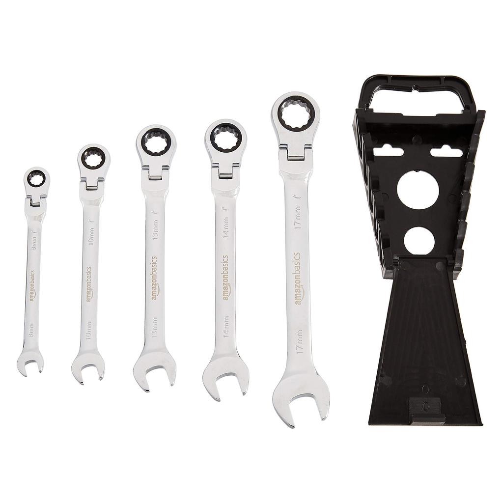 Amazon Basics Flexible Metric Ratchet Wrench 5 Pieces Set,