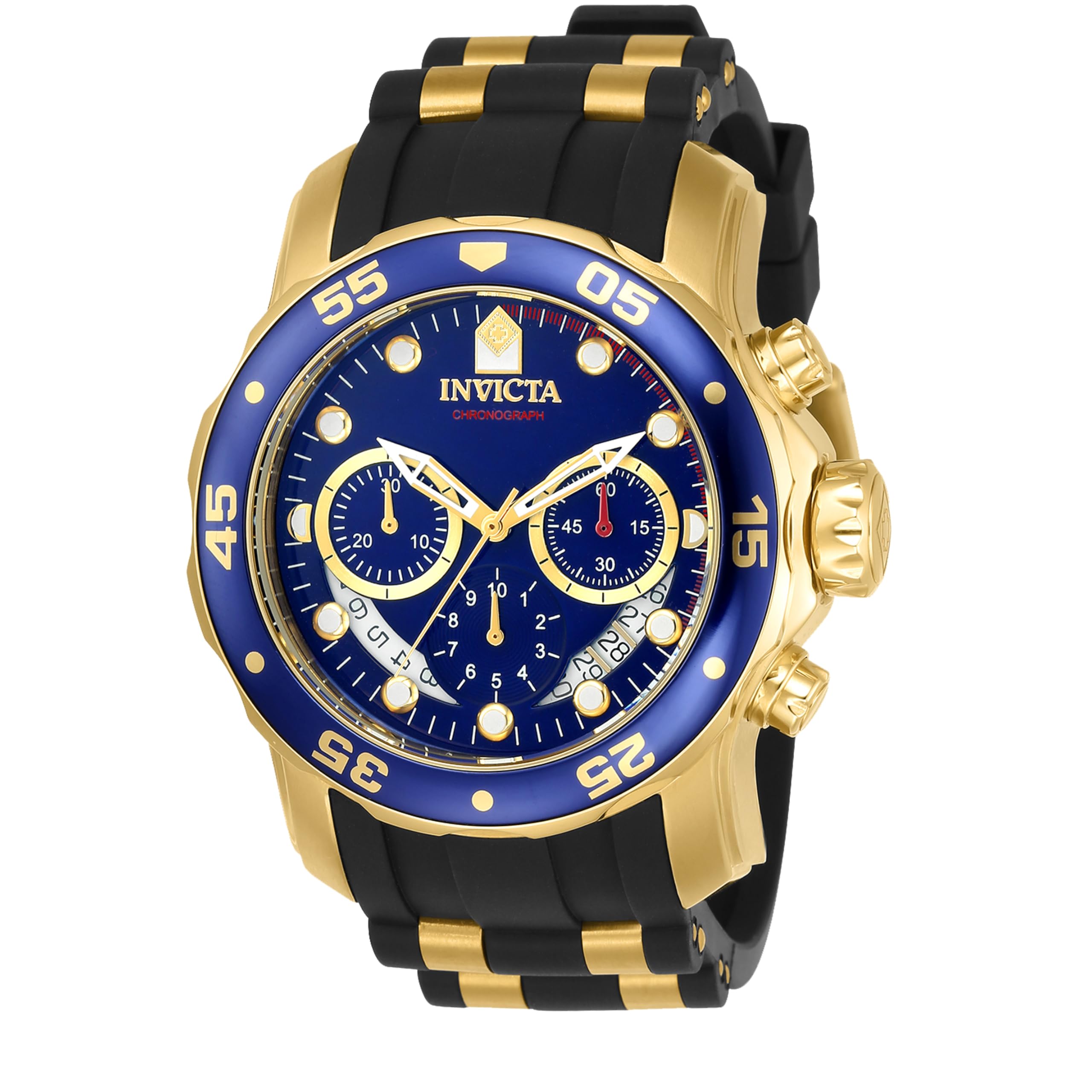[Invicta] Invicta Pro Diver Men s Watch, Quartz, 48mm Case, Gold/Black Stainless Steel, Polyurethane Strap, Blue Dial, 6983, Men s [Official Import] [