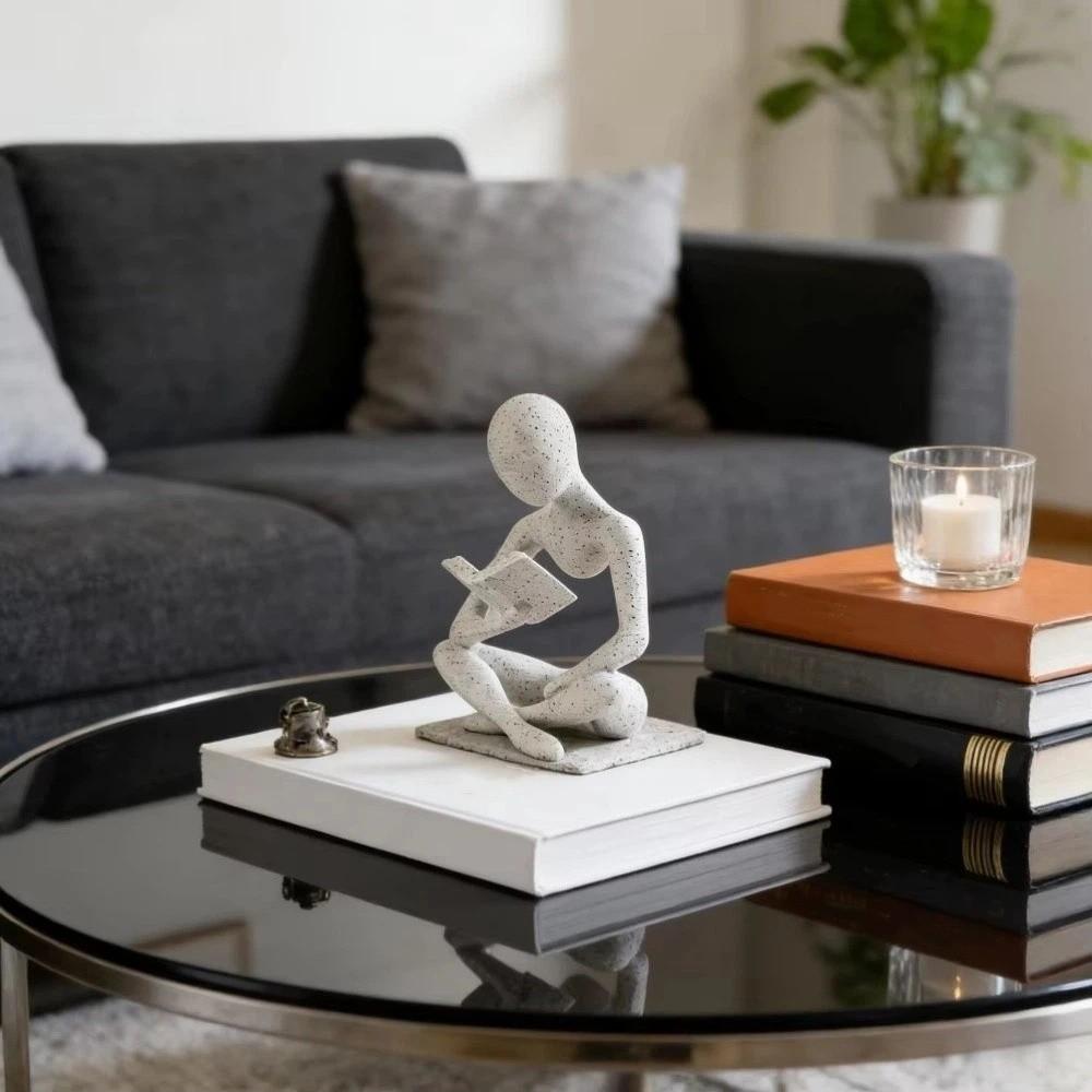 Abstract Reader Sculpture Ornament Mini Reading Figure Ornament  Living Room