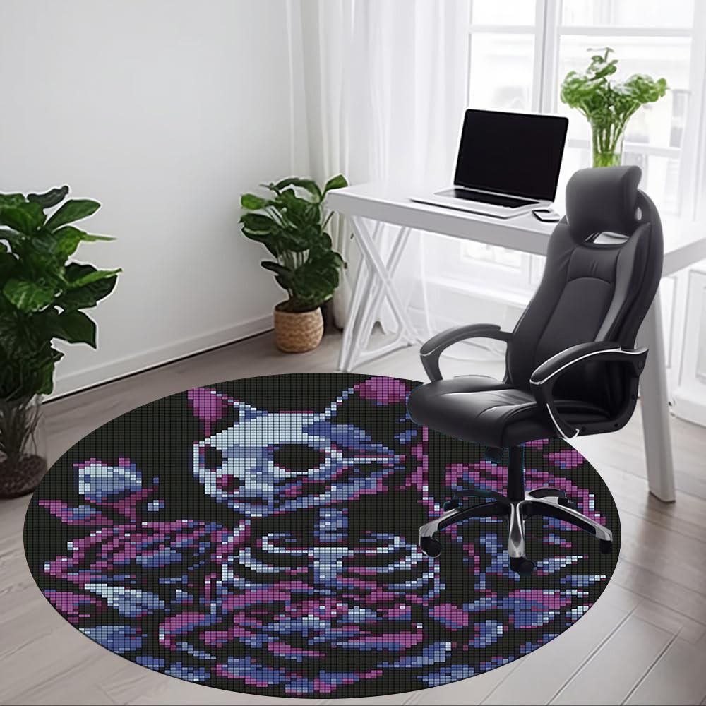1pc Skull Roses Office Round Area Rug, Under Office Chairs Bedroom Living Room Home Decor, Room Deco, Available in Various Sizes