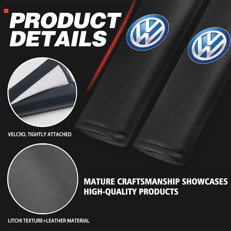 BIG1 For Volkswagen VW 2pcs Car Seat Belt Shoulder Protector Litchi Grain Fatigue Relief Pad Polo Jetta Sagitar Magotan Passat B5 B6