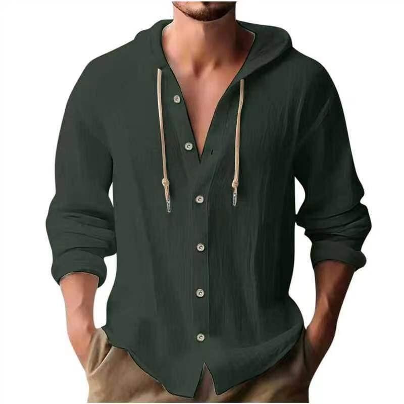 IHUASU Men's Fashion Autumn/Winter Long Sleeves Hooded Casual Blouses & Shirts Elegant