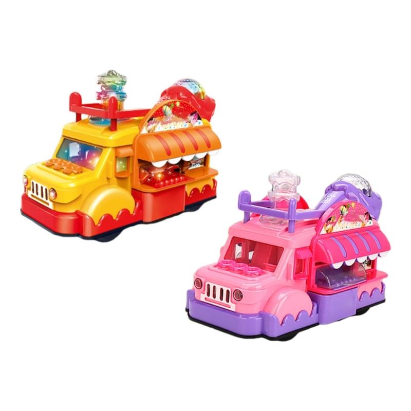 

Cartoon Food Truck Toy Electric Ice Cream Truck Toy for Boy and Girls Birthday Gift with Battery Powered Light and Sound 1