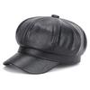 Beret Cap Faux Leather Adjustable Octagon Faux Leather Hats for Party