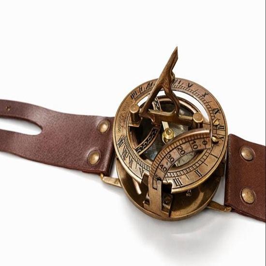 Antique Old Style WWII Military Wrist Brass Sundial Compass