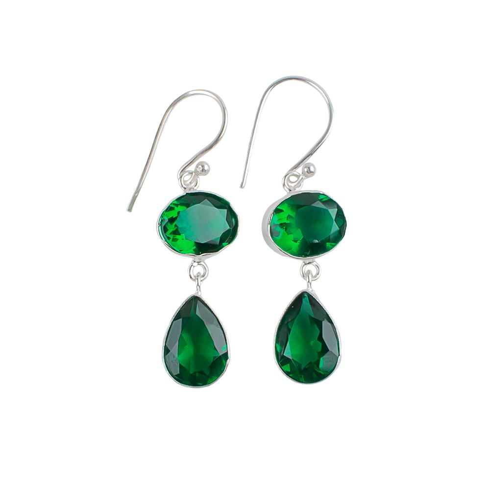 Chrome Diopside Gemstone 925 Sterling Silver Jewelry Handcrafted Earrings 1.88" EE-73-2