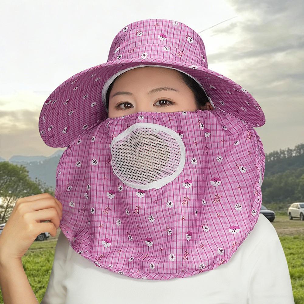 Fordable Sun Hat Wide Brim Fisherman Hat Fashion Face Hood Hat  Women