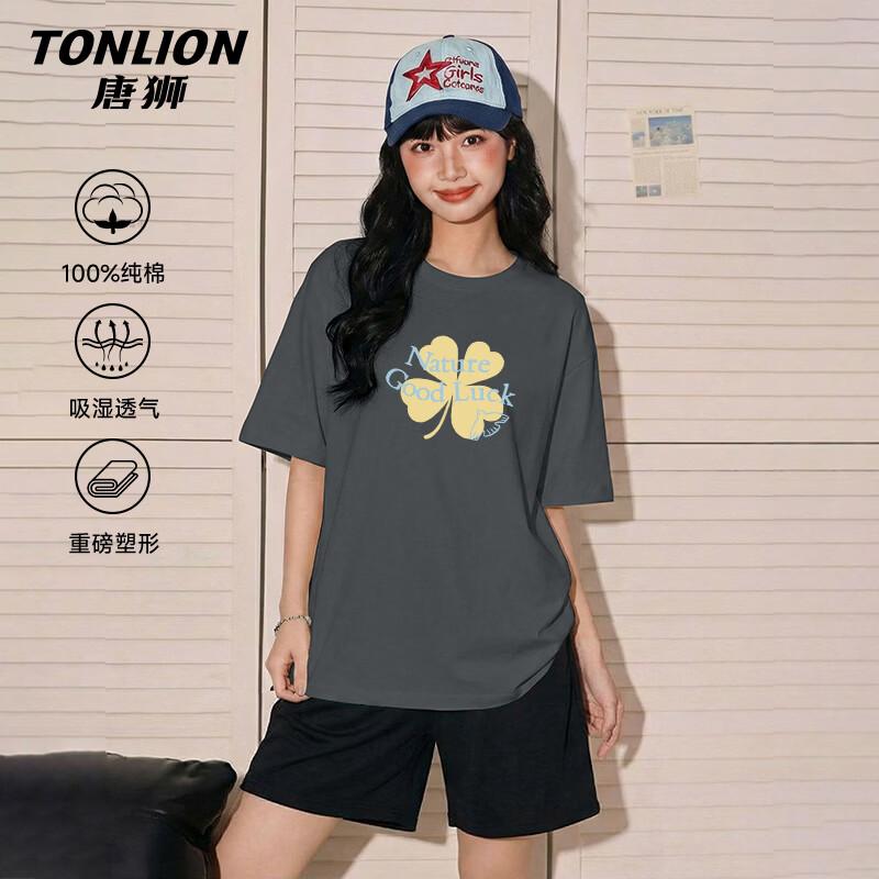 TonLion Women s Pure Cotton Yellow Clover Graphic T-Shirt M