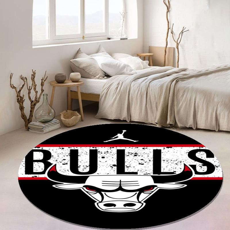 Customizable Chicago Bulls Round Non-Slip Carpet - Ideal for Garden, Picnic, Office, Perfect for Decoration, Suitable For All Seasons