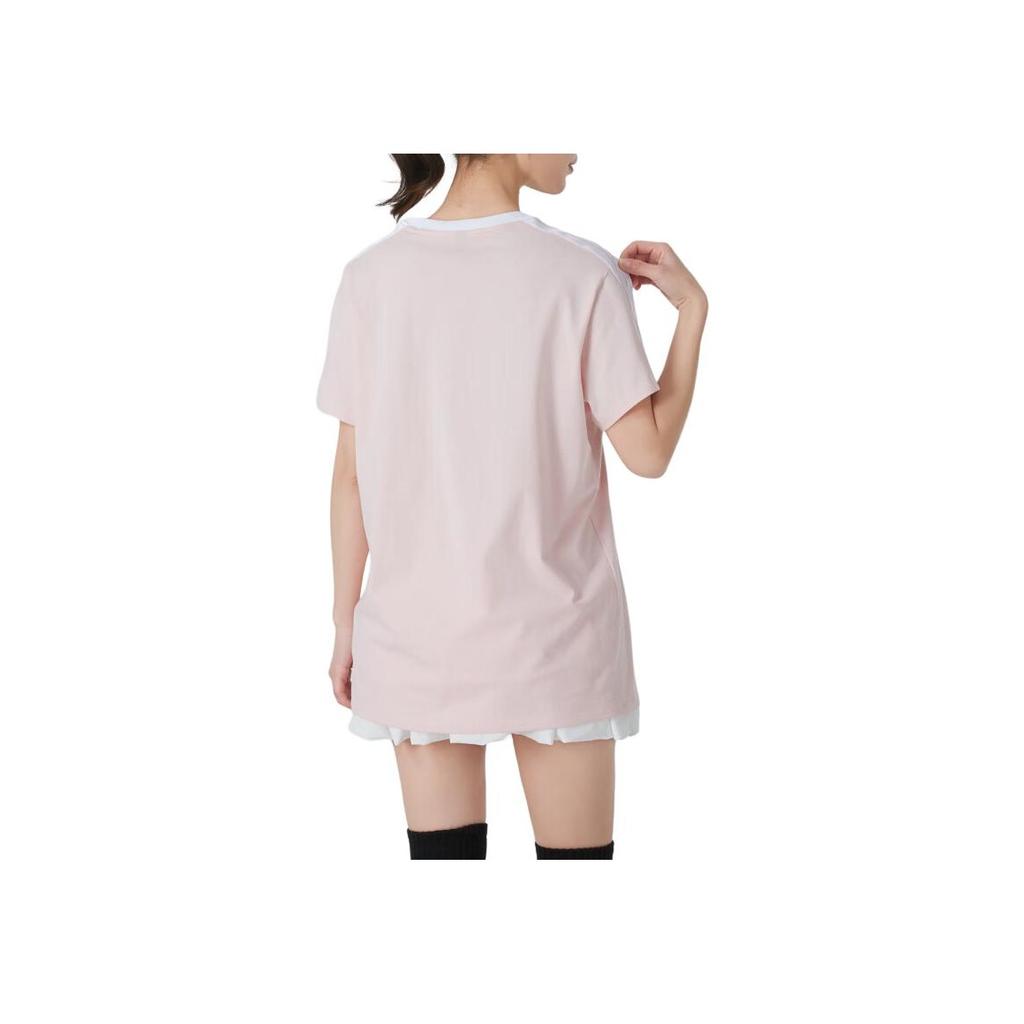 adidas Sports Lifestyle Series Skin-Friendly Breathable Casual Striped Short Sleeve Regular T-Shirt Women Tops Light-Pink White JY7614