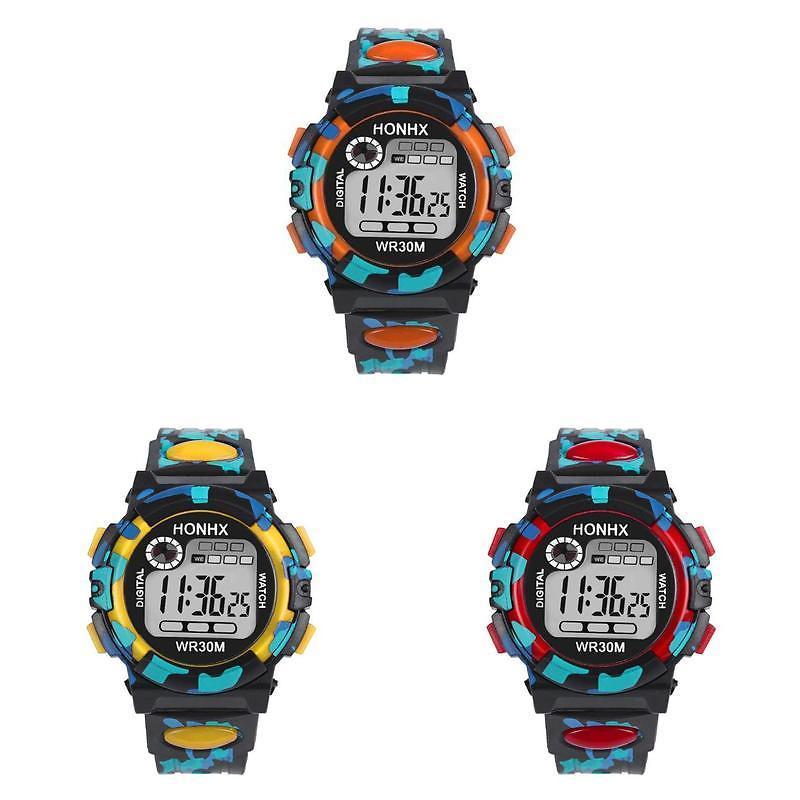 Honhx Men's Multi-functional Led Sports Watch In Stylish Camouflage Design For Students And Kids With Waterproof Features And Night Light