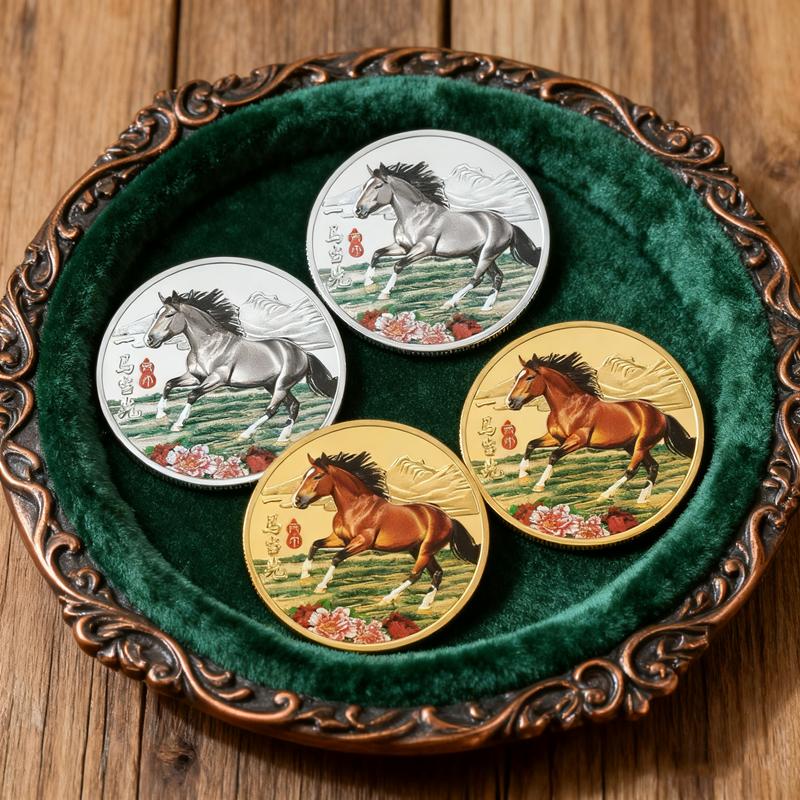 1Pc 40mm Metal Collection 2026 Chinese New Year Souvenir Coins Lucky Animal Horse Collectible Coins Gold Silver Challenge Coin