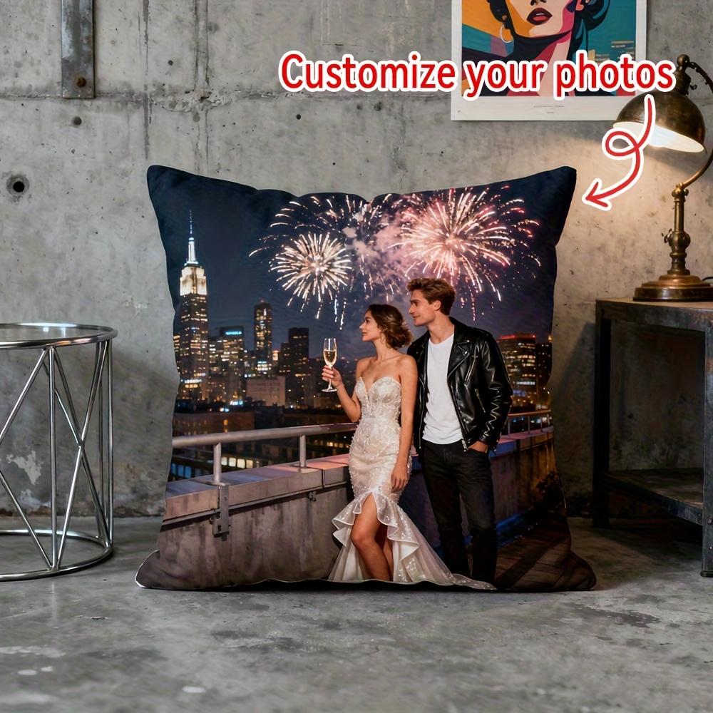 Customized 18x18 inch plush photo pillowcase personalized with your favorite memories, suitable for home, office, and car decora