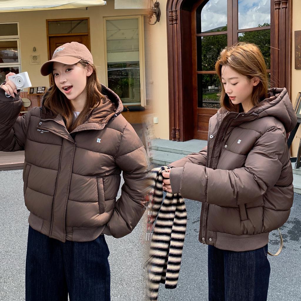 Black hooded velvet cotton-padded clothes women's thickened warm jacket design sense loose cotton-padded jacket winter new cotton-padded clothes