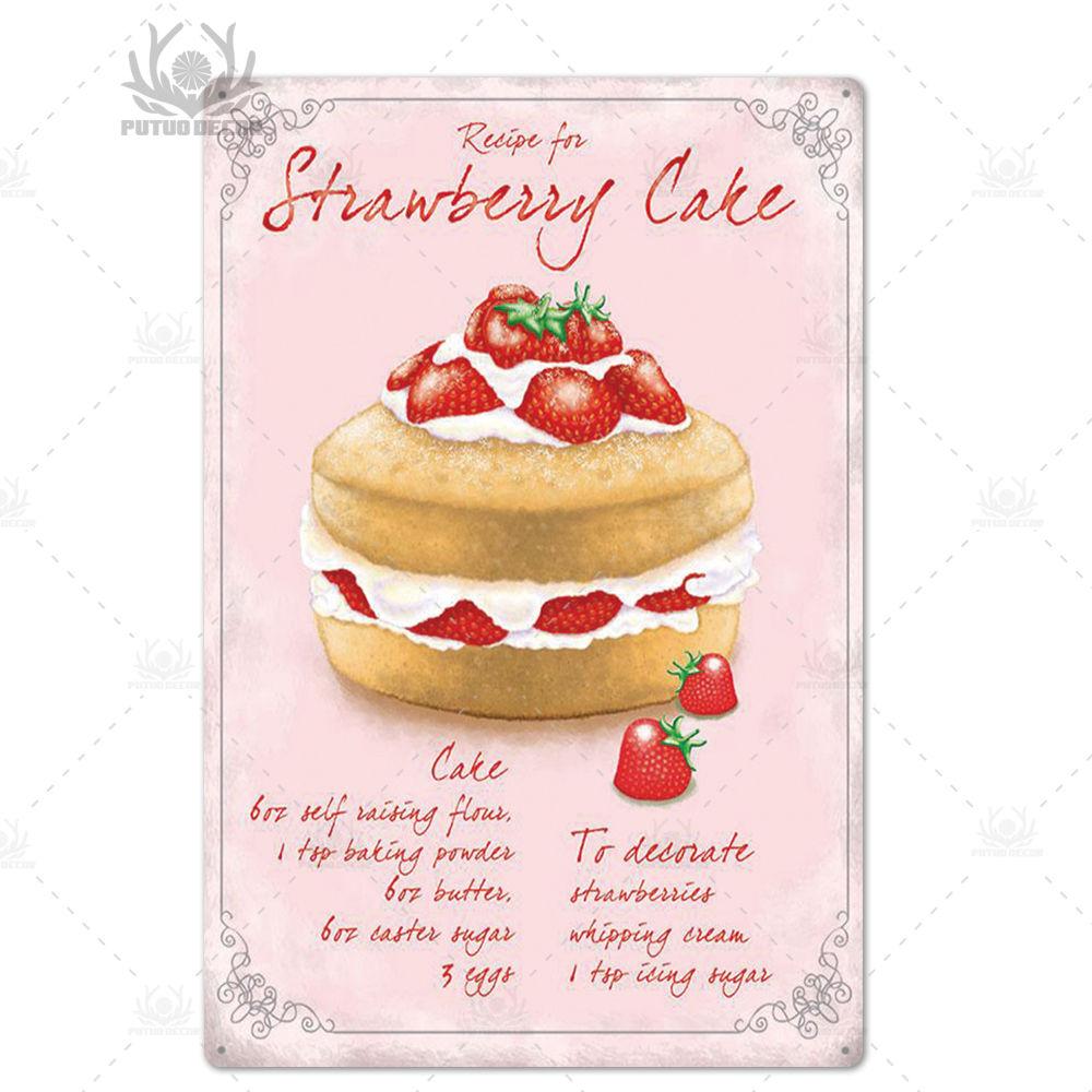 Putuo Decor  Cake Metal Poster Plaque Metal Vintage Bakery Kitchen Decor Sign  Wall Decor Metal Tin Sign