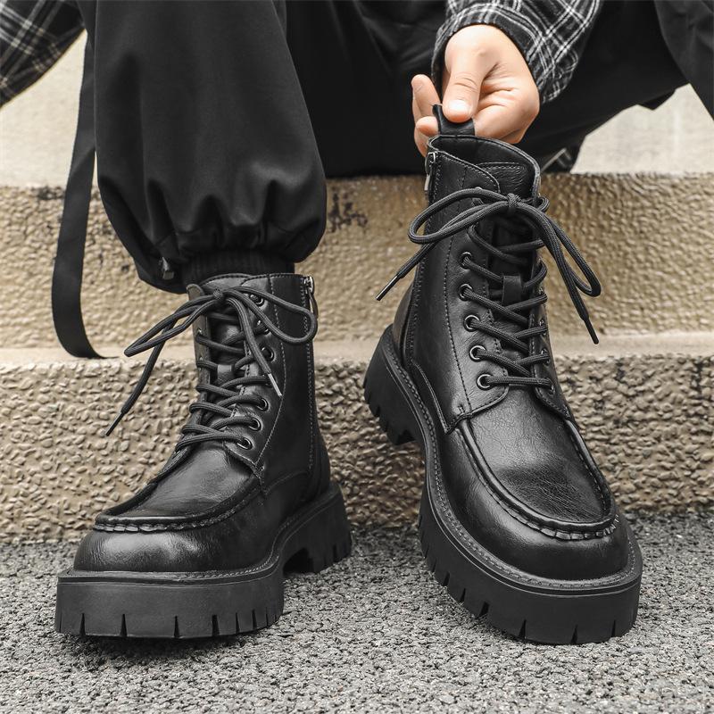 Martin boots men's autumn and winter new high-top tooling locomotive boots British style thick bottom side zipper versatile 86689-J