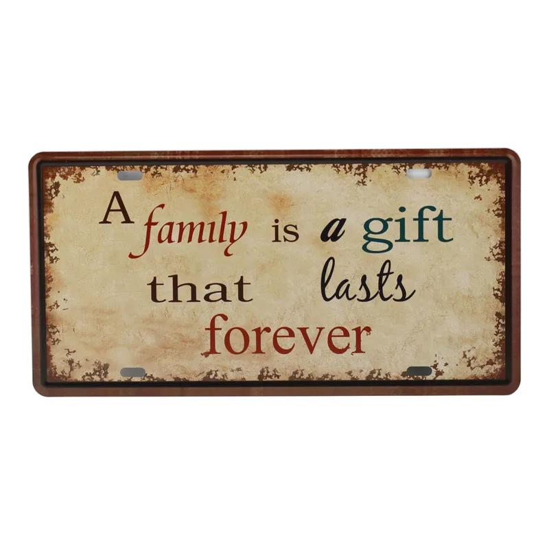 Text Signs Welcome Love Family Warm-Hearted Word Metal Plate Car License Tin Sign Wall Pin Up Tin Sign Retro Craft Iron Painting