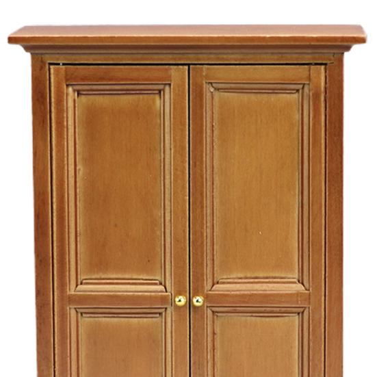 Miniature Wooden Wardrobe Retro Meticulous Workmanship Minimalistic Dollhouse Wooden Upright Wardrobe for 1/12 Doll House