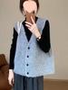 Women's Gray V-neck Knit Vest: Slimming Loose Sleeveless Cardigan for Spring and Summer Layering