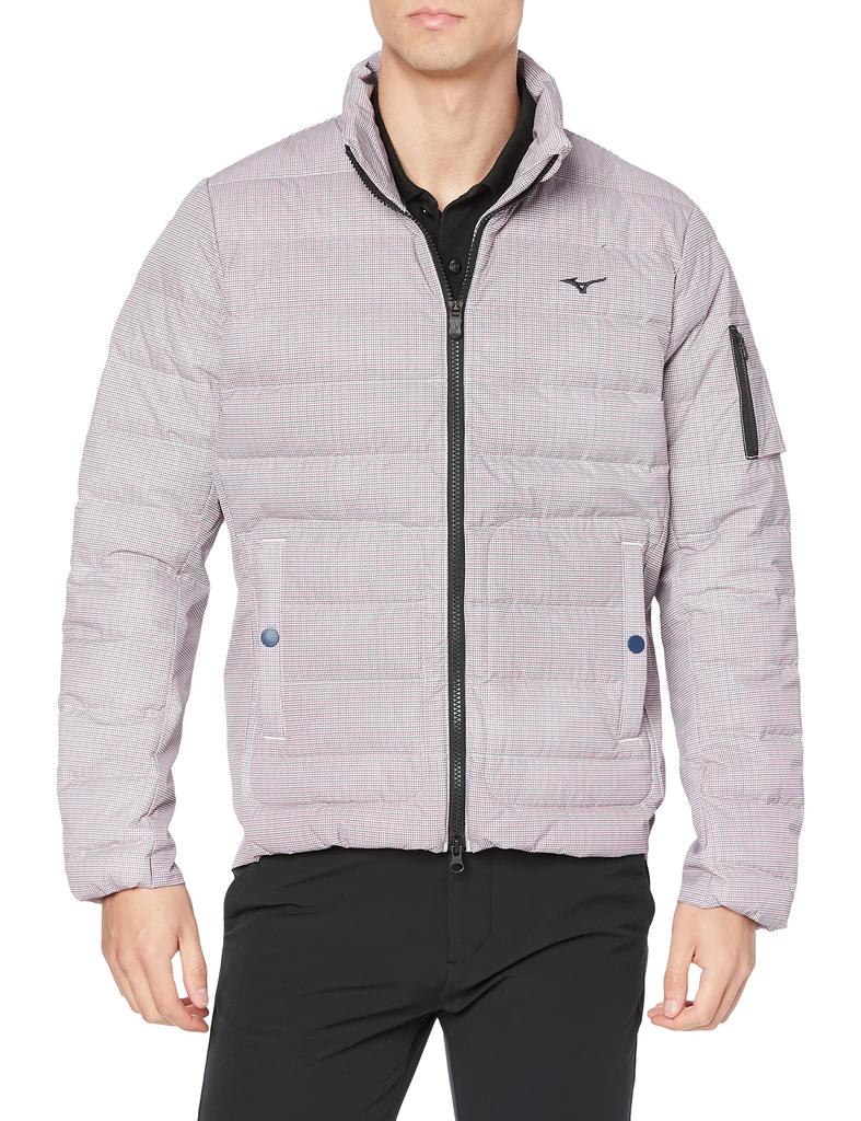 Mizuno Breath Thermo Move Down and Move Golf Navy X Size 2XL Blouson, Moisture-Wicking Heat-Generating Material, Tech, Men's Wear, Red, (E2ME1522)