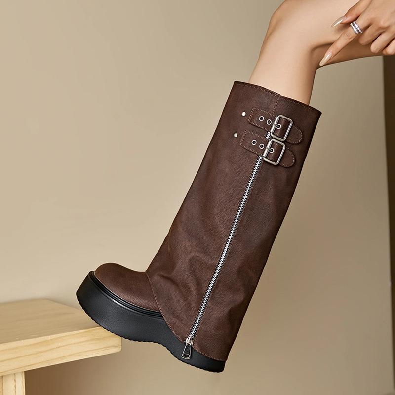 

Thick-soled knight boots women s 2025 new spring and autumn summer trouser boots western cowboy stacking boots tall long boots 35